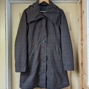 Patagonia Darya PolarTec Fleece-Lined Plaid Trench Coat Small Brown Windproof